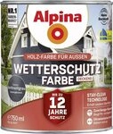 Alpina Wetterschutzfarbe Holzfarbe f&uuml;r au&szlig;en deckend Anthrazitgrau 750 ml