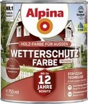 Alpina Wetterschutzfarbe Holzfarbe f&uuml;r au&szlig;en deckend Schwedenrot 750 ml