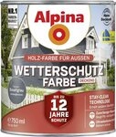 Alpina Wetterschutzfarbe Holzfarbe f&uuml;r au&szlig;en deckend Basaltgrau 750 ml