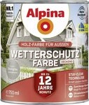 Alpina Wetterschutzfarbe Holzfarbe f&uuml;r au&szlig;en deckend Steingrau 750 ml