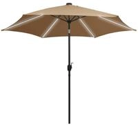 vidaXL Sonnenschirm Sonnenschirm mit LED-Beleuchtung und Alu-Mast 300 cm Taupe