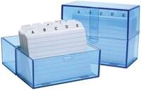 WEDO Karteikasten Karteibox A7 200 Karten incl. Karten und Register transluzent blau