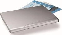DURABLE Visitenkartenh&uuml;lle Visitenkarten-Box f&uuml;r 20 Karten metallic silber