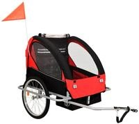 vidaXL Fahrradlastenanh&auml;nger 2-in-1 Fahrradanh&auml;nger und Kinderwagen Schwarz...
