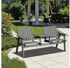 Outsunny Gartenbank Sitzbank mit Tisch, Regenschirmloch, 2 St&uuml;hle (Sitzgruppe,