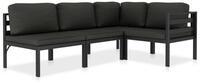 vidaXL Gartenlounge-Set 4-tlg. Garten-Lounge-Set mit Kissen Aluminium Anthrazit,