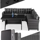 Casaria Gartenlounge-Set Lissabon, Polyrattan WPC Esstisch Eckbank 15cm Kissen...