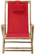 vidaXL Gartenlounge-Sessel NA Verstellbarer Relaxstuhl Rot Bambus und Stoff
