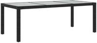 vidaXL Gartentisch, Outdoor Tisch Schwarz 190x90x75 cm Geh&auml;rtetes Glas Poly...