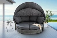 riess-ambiente Loungebett SEATTLE 195cm grau - Polyrattan, Aluminium, Sonnendach,