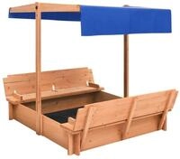 vidaXL Sandkasten Sandkasten Sandkiste mit Dach inkl Sitzfl&auml;chen Tannenholz