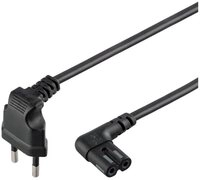 Goobay GOOBAY Euro-Netzkabel mit Doppelnutkupplung, schwarz, 5m, 90&deg; Netzkabel