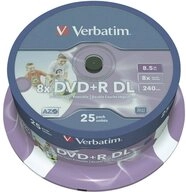 Verbatim DVD-Rohling 25 DVD+R Double Layer full printable 8,5GB 8x Spindel