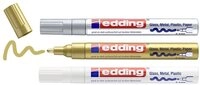 edding Permanentmarker Glanzlack-Marker 750 2-4mm wei&szlig;, gold, silber VE=3...