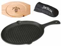 Jim Beam BBQ Grillpfanne, Gusseisen (Set), 4 Stk., inkl. Griffüberzug und