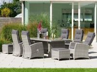 KONIFERA Garten-Essgruppe Monaco, (Set, 17-tlg., 6x Sessel, 2x Hocker, 1x Tisch