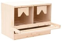 vidaXL H&uuml;hnerstall, Legenest f&uuml;r H&uuml;hner 2 F&auml;cher 63x40x45 cm Massivholz...