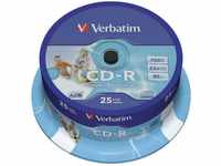Verbatim CD-Rohling CD-R 700MB 52x bedruckbar 25er Spindel, Bedruckbar