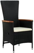 vidaXL Gartenstuhl, Outdoor St&uuml;hle 2 Stk. mit Polstern Poly Rattan Schwarz
