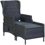 vidaXL Gartensessel, Verstellbarer Outdoor Sessel mit Fu&szlig;hocker Poly Rattan