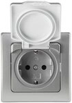 ChiliTec Unterputz-Steckdose DELPHI Steckdose IP44 Deckel 250V~/ 16A UP silber