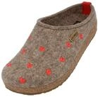 Haflinger Grizzly Cuoricino Filzclog aus reinem Wollfilz Unisex Herzmotiv Hausschuh