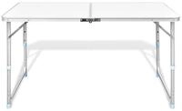 vidaXL Campingtisch, zusammenklappbar h&ouml;henverstellbar Aluminium 120 x 60 cm