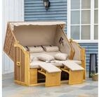 Outsunny Strandkorb Mit Dach 2 Klapptischen Fu&szlig;st&uuml;tze Chaiselongue, BxTxH:
