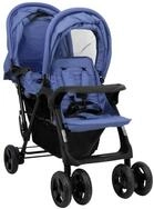 vidaXL Zwillingswagen, Tandem-Zwillingskinderwagen Marineblau Stahl