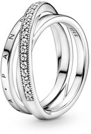 Pandora Silberring Damen-Silber Dreifach Gekreuzte Pav&eacute; Schienen