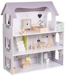 Coemo Puppenhaus ANNA, (m&ouml;bliertes Puppenhaus Holz, 11-tlg), 3-st&ouml;ckige...