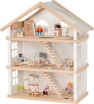 goki Puppenhaus Modern Living mit 3 Etagen, In modernem Wei&szlig;, ohne M&ouml;bel und
