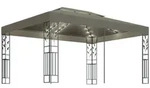 vidaXL Partyzelt Pavillon mit Doppeldach & LED-Lichterkette 3x4 m Taupe