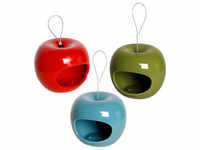 Tchibo 3 Keramik-Futterspender in Apfelform - Blau - Edelstahl