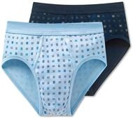 2 Schiesser Slips in Feinripp - Herren - Gr. M/5 - hellblau
