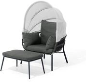 Leco Sessel mit Fu&szlig;hocker - 102x93x152cm - anthrazit - Stahl / Kunststoff /