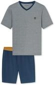 Schiesser Shorty-Pyjama-Set - Herren - Gr. 52 - blau/gestreift