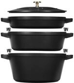 Staub Gusseisen-Kochtopfset &raquo;Stackable&laquo; - silber