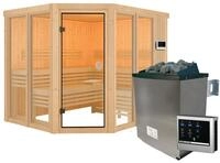 Karibu Sauna &raquo;Scarlett 3&laquo; im Set mit 9-kW-Ofen und finnischer Steuerung -
