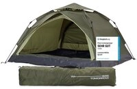 Lumaland Kuppelzelt Pop Up Zelt - 3-Personen-Zelt mit Doppelt&uuml;r, Wurfzelt