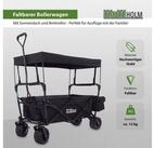 TRUTZHOLM Bollerwagen faltbar mit Sonnendach Breitreifen Schwarz,innen grau