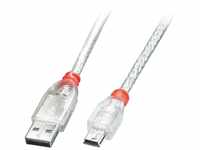 Lindy LINDY USB 2.0 Kabel A/Mini-B, transparent, 2m USB High Speed USB-Kabel