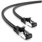 deleyCON deleyCON 3m RJ45 Nylon Netzwerkkabel mit CAT7 Rohkabel S-FTP PiMF LAN-Kabel