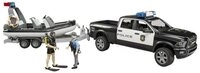 Bruder&reg; Spielzeug-Landmaschine RAM 2500 Polizei Pickup, L+S,Anh.,Boot 2507