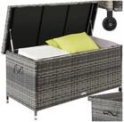 tectake Gartenbox Aluminium Auflagenbox mit Rattangeflecht, 121 x 56 x 60 cm