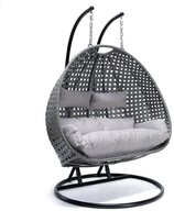 HOME DELUXE H&auml;ngesessel Polyrattan H&auml;ngesessel TWIN - inkl. Regenabdeckung (Set,