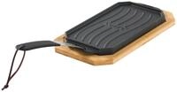 COZZE Grillbesteck-Set Grillpfanne, 33 x 16.5 x 4 cm, Gusseisen / Bambus, wendbare