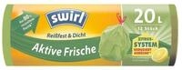 Swirl M&uuml;llbeutel Aktive Frische, 12 St&uuml;ck/ Rolle, mit Zugband, 20 Liter, gr&uuml;n, mit