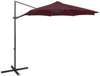 vidaXL Sonnenschirm Ampelschirm mit LED-Beleuchtung 300 cm Bordeauxrot