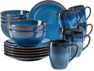 Fr&uuml;hst&uuml;cks-Geschirrset M&Auml;SER "OSSIA", blau, 18, Geschirr-Sets,